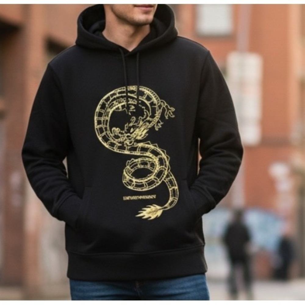 Empori Armani Men's Limited Edition Lunar New Year Dragon Hoodie, XL